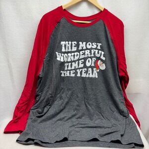 Athletic Works Performance Blend 3/4 Sleeves Santa 2XL Christmas